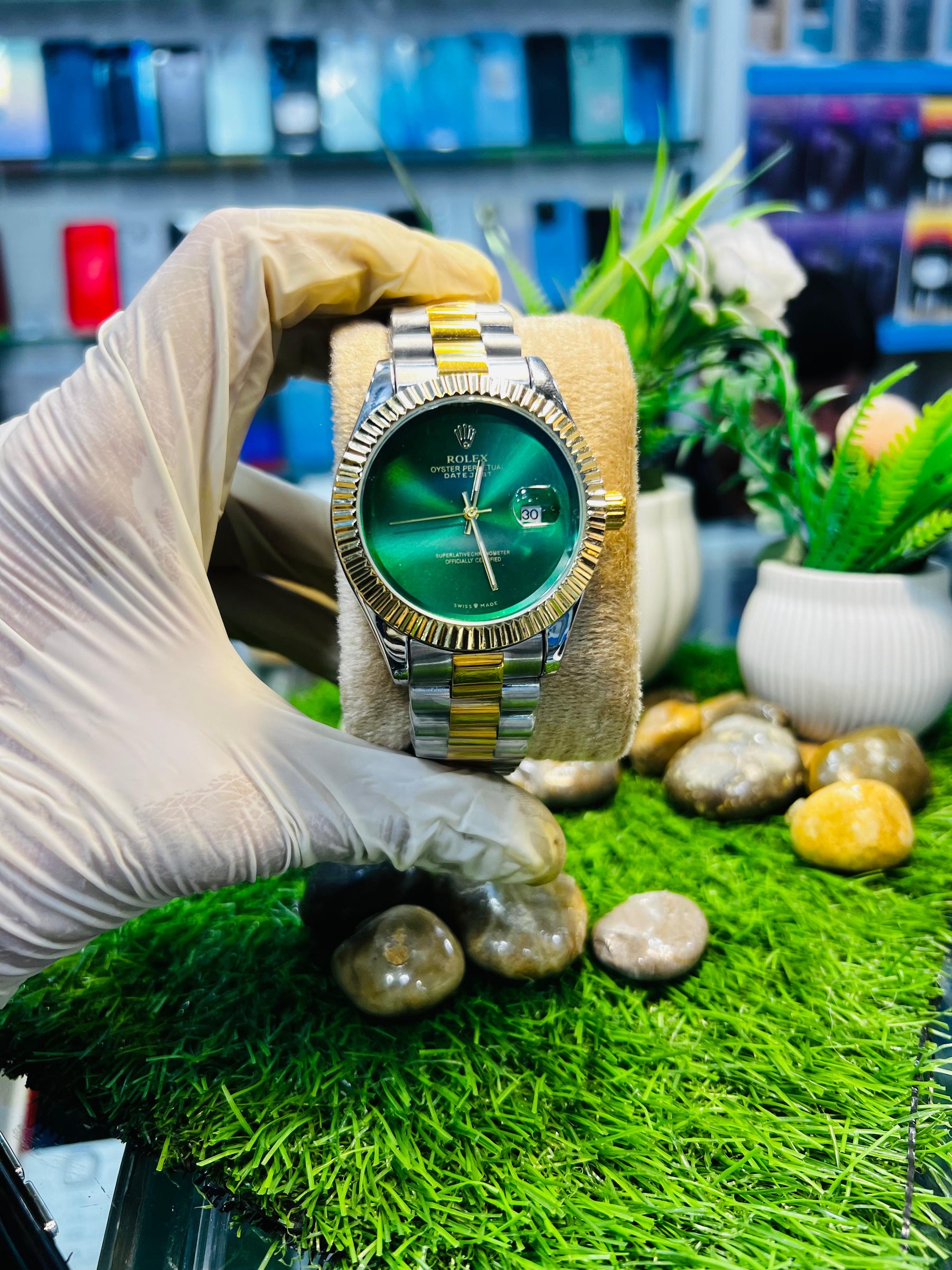 Rolex Green Dial Oyster Perpetual Watch